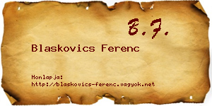 Blaskovics Ferenc névjegykártya