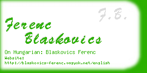 ferenc blaskovics business card